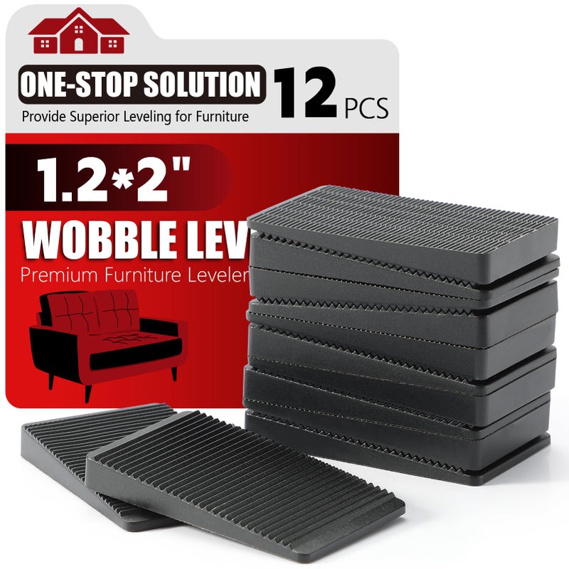 PROPA Furniture Leveler 12pcs Kit Size Variety | Multi-Purpose Rubber Shim for Leveling Feet Stable | Anti-Wobble Pad for Uneven Table  Dresser Leg  Toliet and More Furniture | Prevent from Wobbling - Image 1